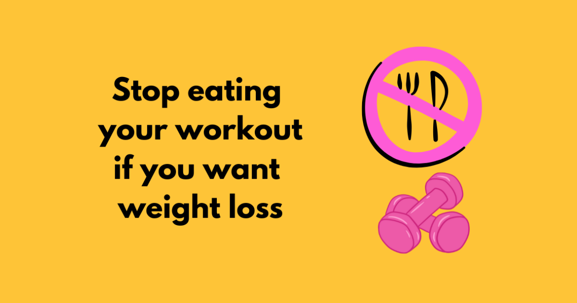 Picture of a dinner plate with a line through it and a pair of dumbbells